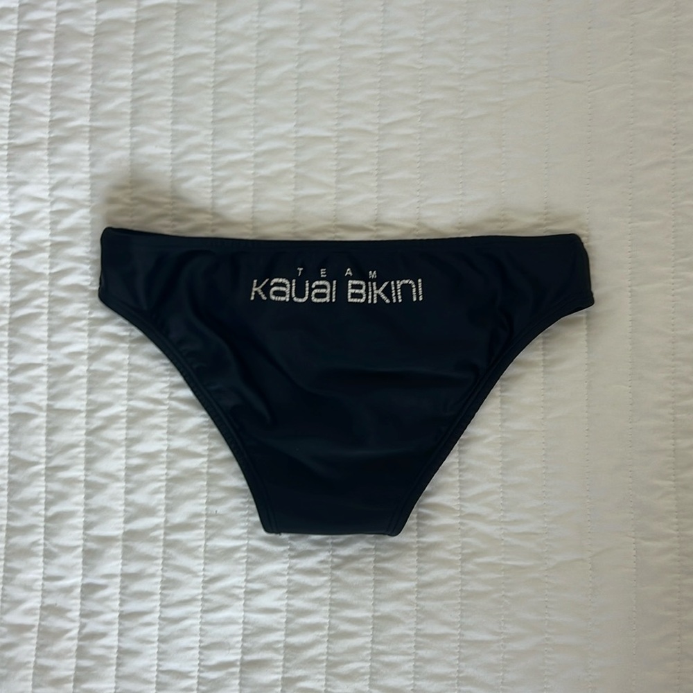 Kauai Bikini Black Mid Coverage Cut Bottoms